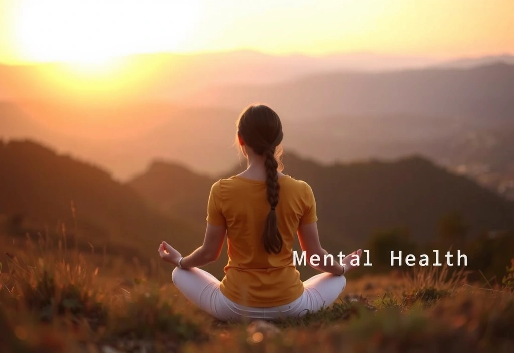 Persona meditando en la naturaleza al atardecer